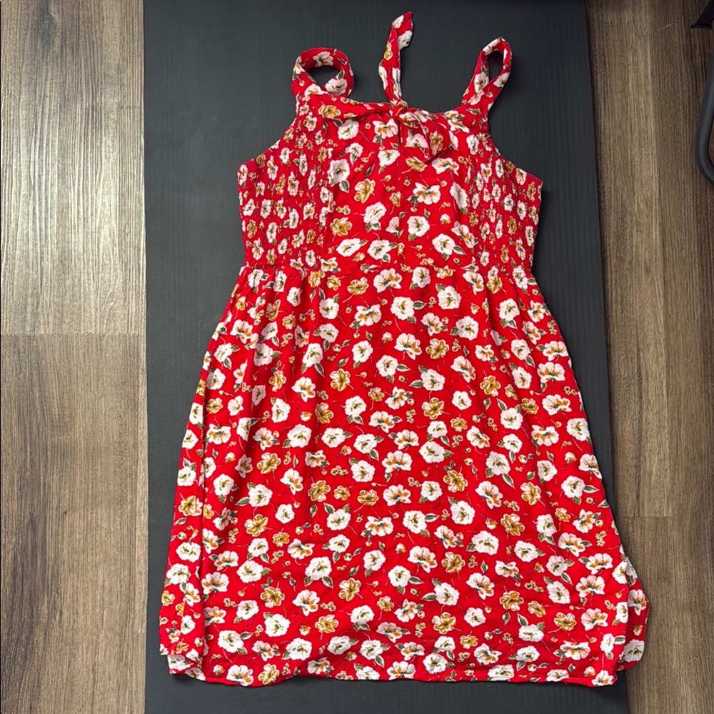 Floral Red Kids Dress